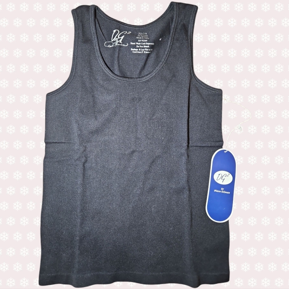 DG2 By Diane Gilman Ribbed Black Tank Top XL/1X